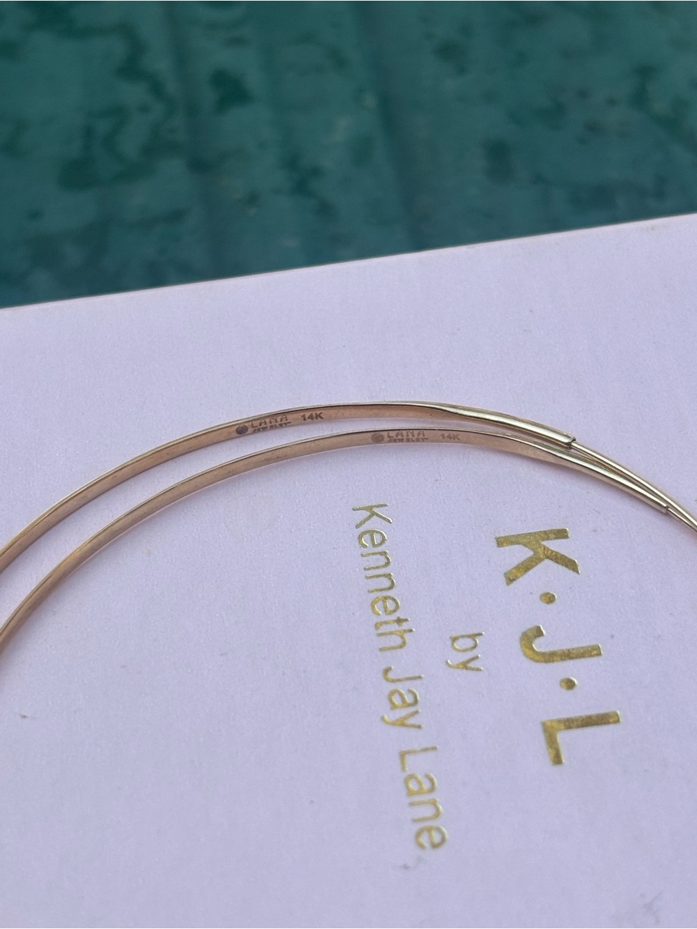 Lana Jewelry 14k yellow gold large flat Magic Hoop Earrings for Women 2.36 inch - Picture 4 of 8